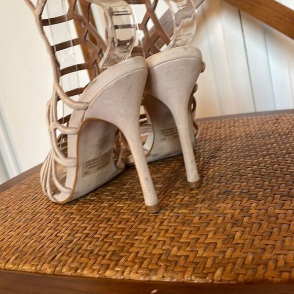 Steve Madden Slithur beige caged ankle strap heels size 6 - Picture 7 of 9